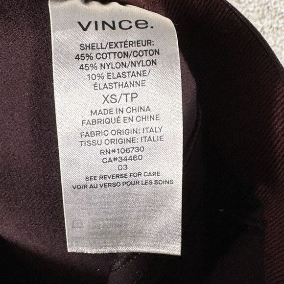 Vince Ponte Legging Front Seam Stitch Womens XS Black Cherry Skinny Stretch Pant - Picture 10 of 10